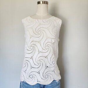 Liz Claiborne Spiral Crochet Tank Top in Cream Size LP